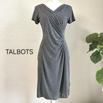 TALBOTS 탈봇 원피스 반팔 타이트 블랙 검정 무늬 무릎 기장