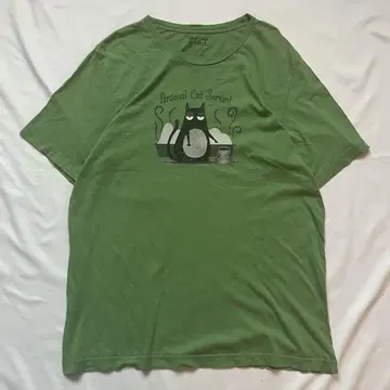 티셔츠 XL 그린 고양이 printed in USA