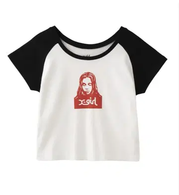 x-girl FACE RAGLAN 베이비 T 화이트/블랙