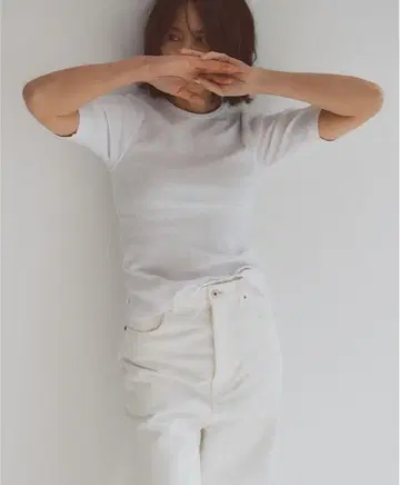 FORME 화이트 리브 반소매 티셔츠