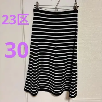23구 작은 사이즈 보더 플레어 스커트 허리밴딩 30