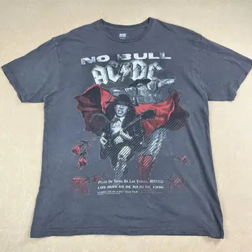 AC/DC 티셔츠 그레이 락 밴드 NO BULLS 빅 프린트