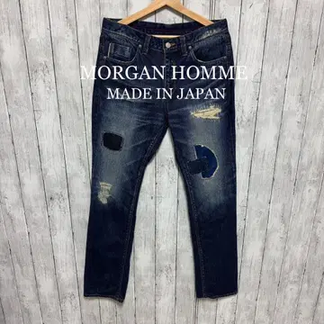 MORGAN HOMME 데미지 가공 테이퍼드 데님! 일본제! 모건