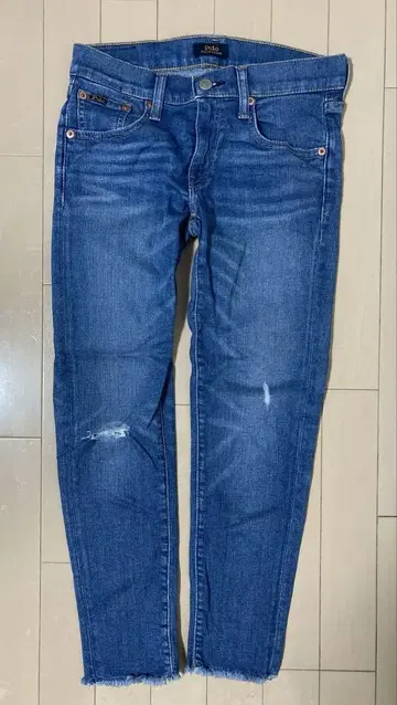 폴로 스키니 프린지 데미지 데님