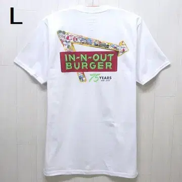 인 앤 아웃 버거 75주년 반팔 티셔츠 L 화이트