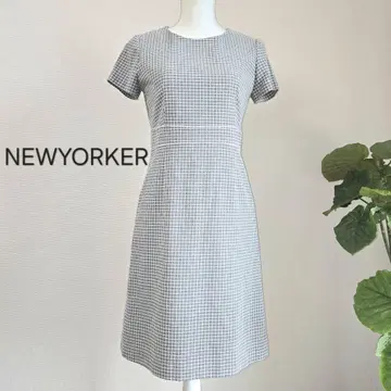 NEWYORKER 뉴요커 원피스 반팔 그레이 무릎 기장 체크