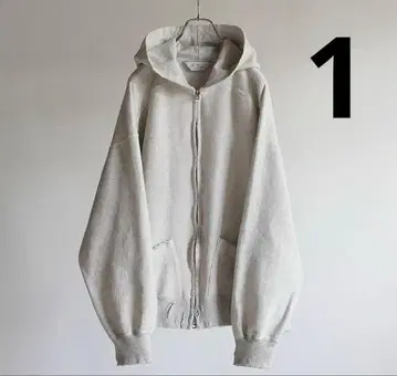 1 ANCELLM CRASH ZIP HOODIE HEATHER WHITE