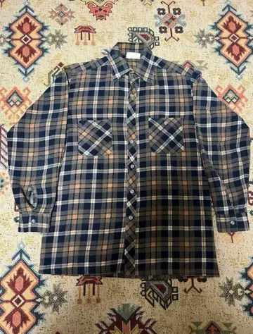 Sears WEARMASTER 긴팔 플란넬 셔츠 체크 무늬