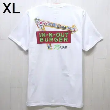 인 앤 아웃 버거 75주년 반팔 티셔츠 XL 화이트