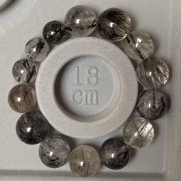블랙 사게닉 비즈 팔찌 18.5cm