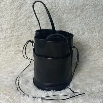 MARROW 숄더백 2way 올 가죽 블랙 버킷 통형