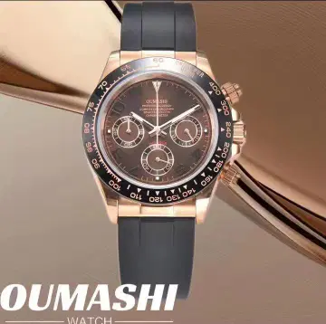 OUMASHI 크로노그래프 손목시계 블랙/핑크 골드
