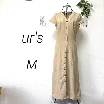 8722-1 ur's 유어스 반팔 원피스 M 코튼 린넨 무지