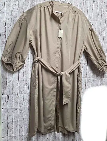 베이지 3L 셔츠 원피스 긴팔