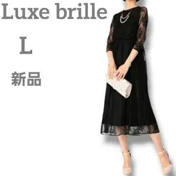 새상품 Luxe brille 여성용 데콜테 시어 롱 원피스 L