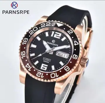 PARNSRPE 자동 감기 손목시계 블랙/로즈 골드