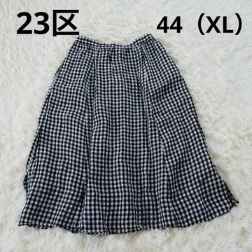 린넨 [XL] 23구 깅엄 체크 플레어 스커트 빅 사이즈