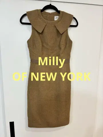 Milly OF NEW YORK 원피스 0 슬리브리스 카라 부착 베이지