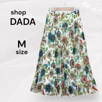 DADA 다다 플라워 프린트 플레어 스커트 프릴 시어 꽃무늬 M