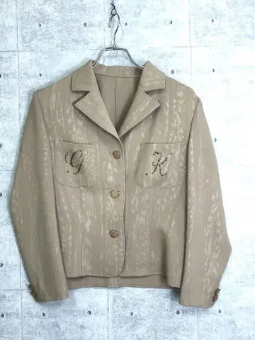 이타리야 레트로 구제 의류 자도 레오파드 무늬 비쥬 로고 테일러드 재킷