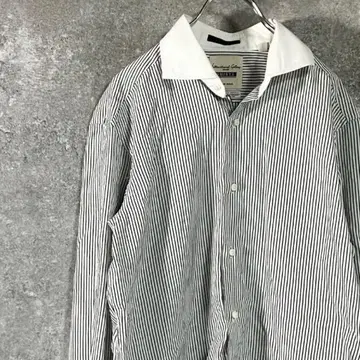 BEAMS Y 셔츠 긴팔 블랙 화이트 보더 레귤러 카라