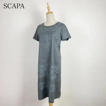 SCAPA 린넨 블렌드 자수 디자인 원피스