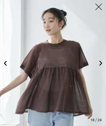 코엔 사라코 절개 개더 돌먼 썸머 니트 다크 브라운