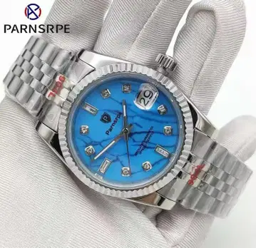 Parnsrpe 자동 감기 손목 시계 파랑