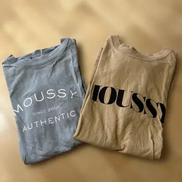 MOUSSY 티셔츠 2장 세트 블루 베이지 FREE 사이즈