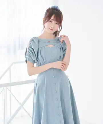 rose muse 로제 뮤 denim puff sleeves dress