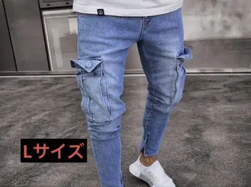 L 사이즈 남성용 데님 테이퍼드 팬츠