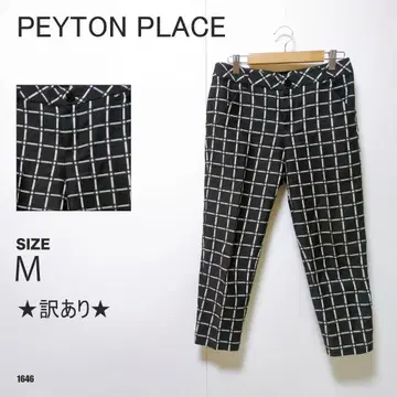 PEYTON PLACE 체크 무늬 테이퍼드 팬츠 모노톤 M 사이즈