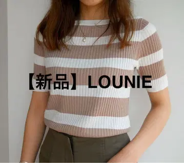 택 포함 새상품 LOUNIE 루니 니트 보더 보트넥 반팔 38
