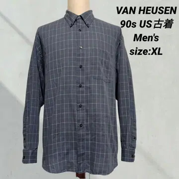VAN HEUSEN 90s 블랙 택 블루 계열 긴팔 셔츠 Men's XL
