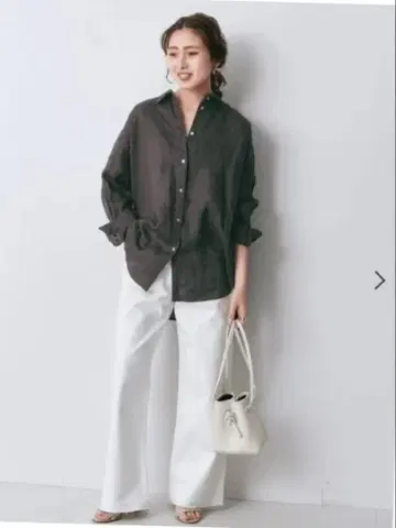 SpickandSpan 추가 80 린넨 카슈쿨 빅 셔츠 블랙 새상품