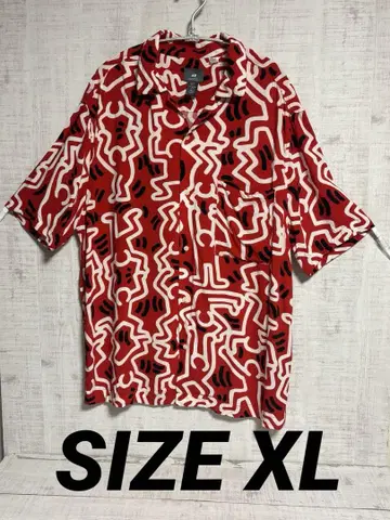 키스 해링 H&M 올 패턴 사이즈 XL Keith Haring 오픈 카라