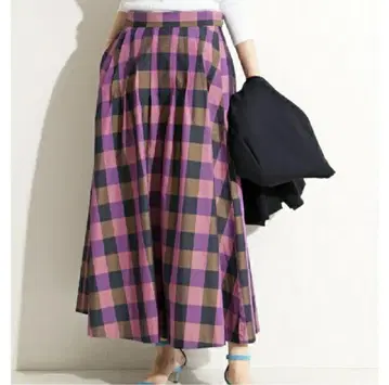 IENA LA BOUCLE 블록 체크 턱 스커트