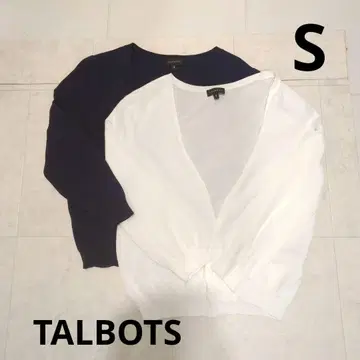 TALBOTS 탈봇 V넥 가디건 블랙 반소매 네이비&화이트