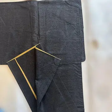 블랙 무늬가 들어간 명주 기모노 이중 기모노 오시마