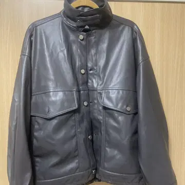 그레이 합성 피혁 자켓