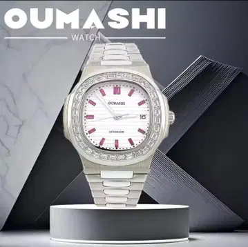 OUMASHI 자동 시계 화이트/실버 nh35