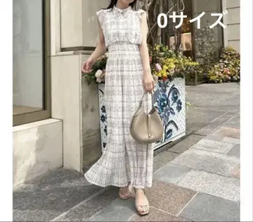 SNIDEL 지속가능성 프릴 원피스 프릴 소매 체크 무늬 원피스