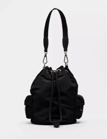ZARA 자라 테크니컬 패브릭 미니 버킷 백 블랙