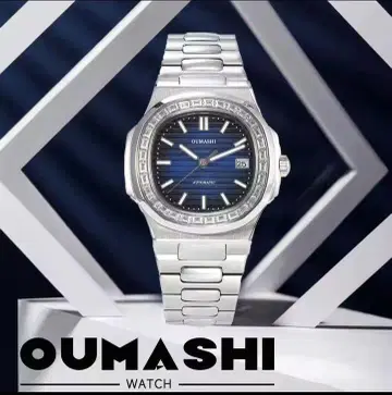 OUMASHI 자동 감기 손목시계 블루 nh35