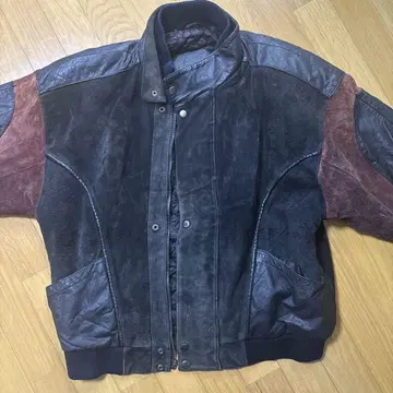 바이컬러 가죽 자켓