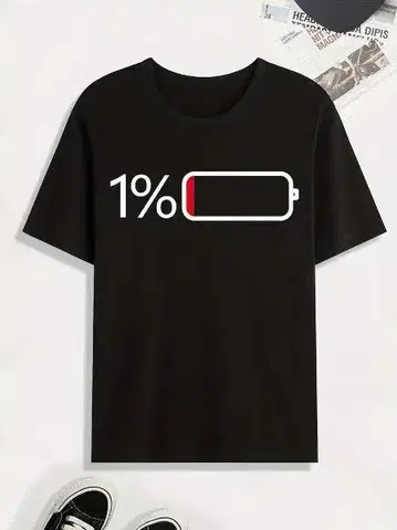 배터리 잔량 1% 티셔츠 블랙