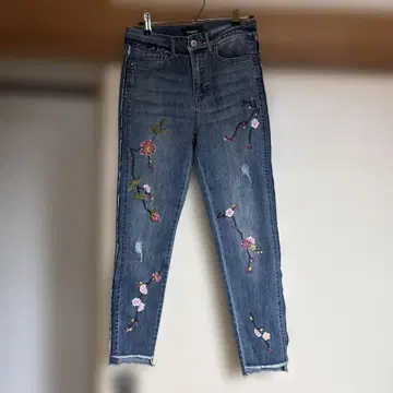 데시구알 28 자수 블루 데님 팬츠