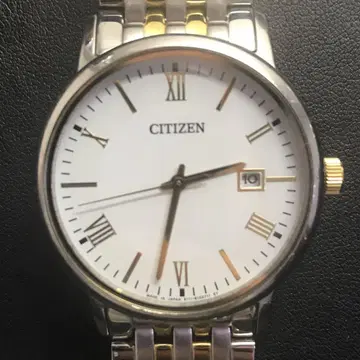 CITIZEN 에코 드라이브 시계 일본제 화이트 다이얼 날짜 기능 포함