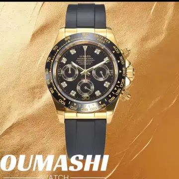 OUMASHI 크로노그래프 손목시계 블랙/골드 쿼츠 vk63