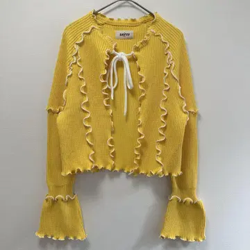 니트 리본 가디건 yellow 구제 의류 리메이크